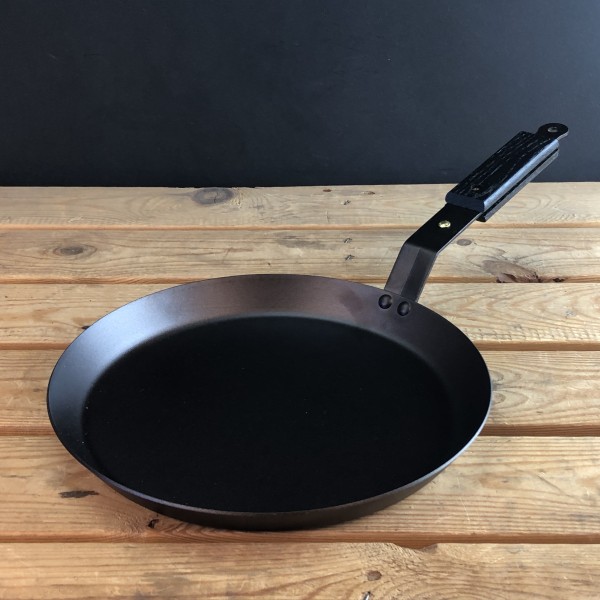 Ebonised Black 11" (28.5cm) Spun Iron Crepe Pan