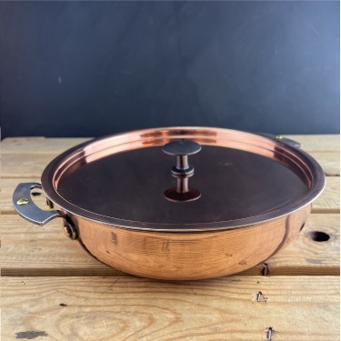 Copper 11" (28cm) spun chef's prospector pan and lid