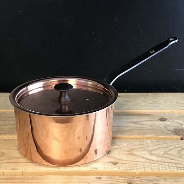 Copper 6" (15cm) spun saucepan and lid