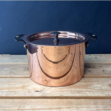 Copper 8" (20cm) spun stockpot and lid  