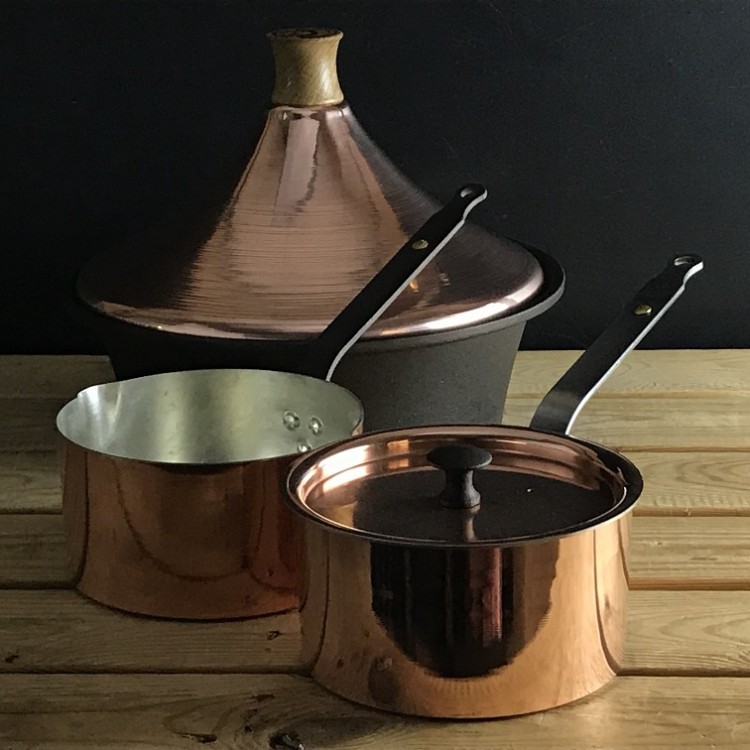 Copper cookware: Traditional heavy duty spun pans