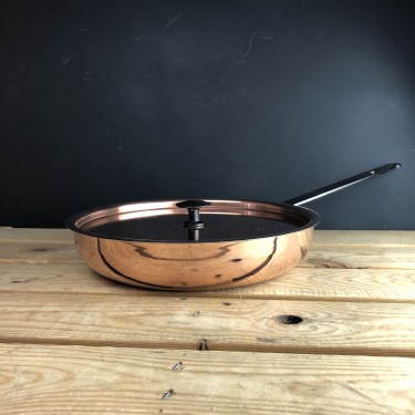 Copper 11" (28cm) spun chef's pan and lid