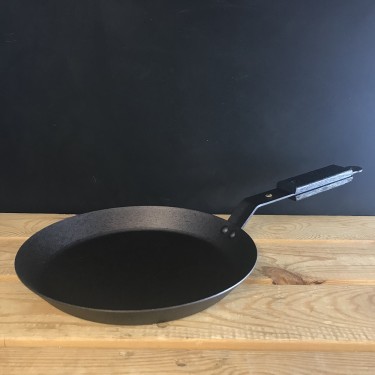Ebonised Black 10¼" (26cm) Spun Iron Shallow Frying Pan