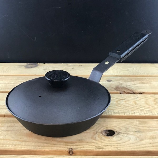 Ebonised Black 8" (20cm) Spun Iron Sauté Frying Pan & lid