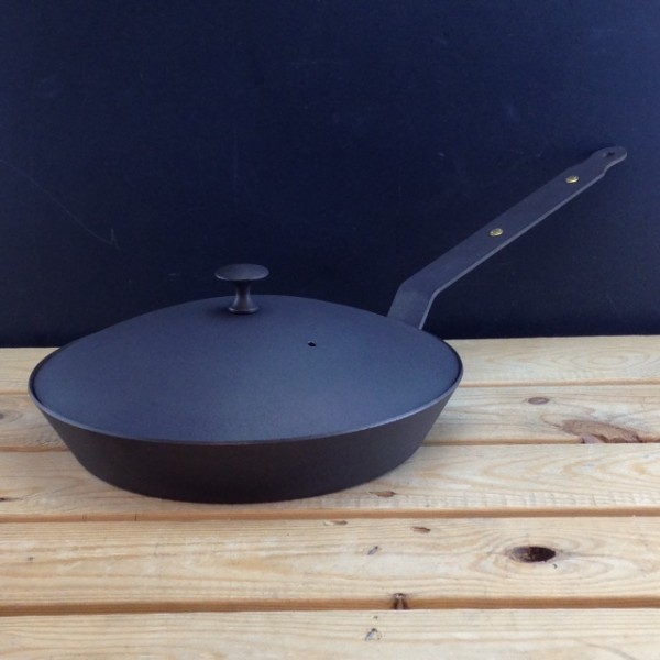 12" (30cm) Oven Safe Spun Iron Sauté Frying Pan & lid