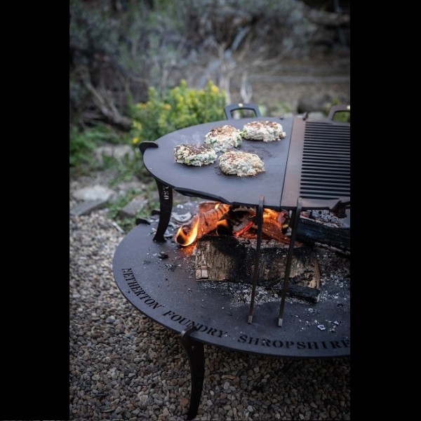 Half and half split chapa with fire table