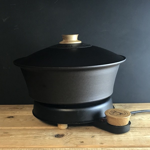 Spun black iron slow cooker. OUT OF STOCK