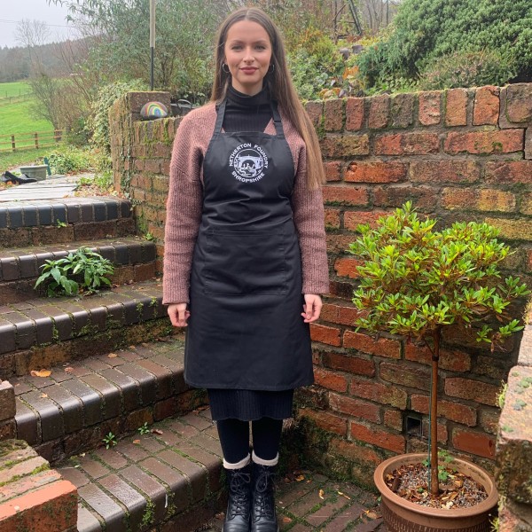 Netherton Foundry black apron with embroidered logo