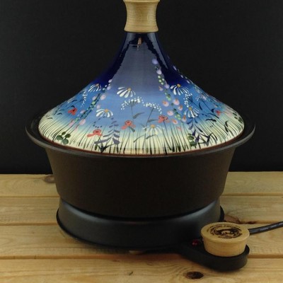 Spun black iron electric meadow flower blue tagine OUT OF STOCK