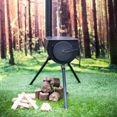 The Frontier Stove. A portable log burning stove