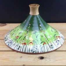 Meadow Flower (green) Tagine Lid with oak knob by Rachel Frost