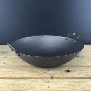 13" (33cm) Spun iron round bottom prospector wok