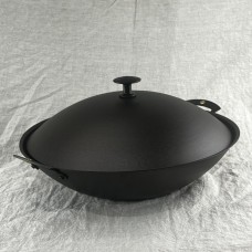 13" (33cm) Spun iron prospector wok with lid